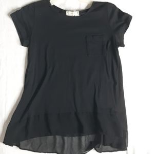 Black Shirt with Mesh Trimming